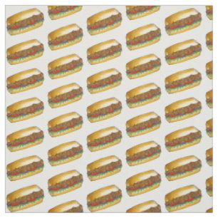 New Orleans Shrimp Po Boy Poboy Sandwich Fabric Stoff