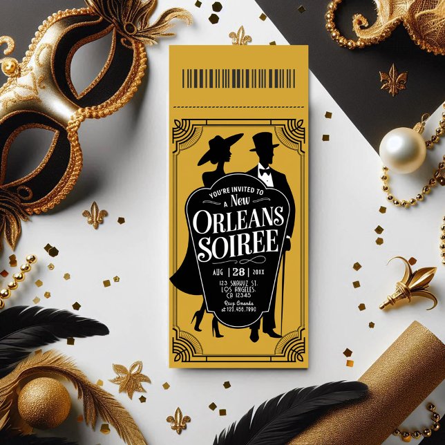 New Orleans Soirée Ticket Style Einladung (New Orleans Soirée Ticket Style Invitation)