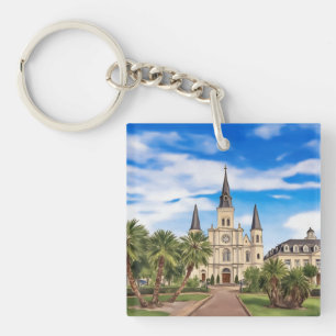New Orleans St. Louis Cathedral Französisches Vier Schlüsselanhänger