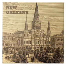 New Orleans St Louis Cathedral Vintage Antique Fliese