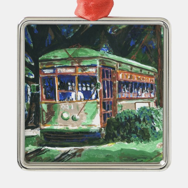 New Orleans Street Car Ornament Aus Metall (Vorne)
