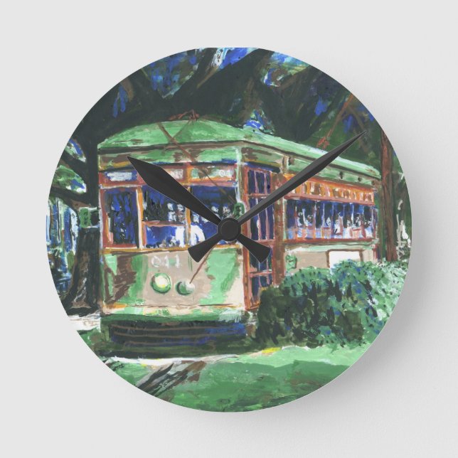 New Orleans Street Car Runde Wanduhr (Vorderseite)