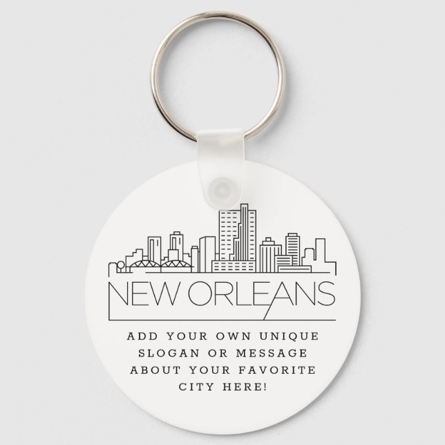 New Orleans Stylized Skyline | Benutzerdefinierter Schlüsselanhänger (Vorderseite)