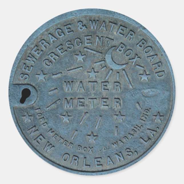 New Orleans Water Meter Foto Runder Aufkleber (Vorderseite)