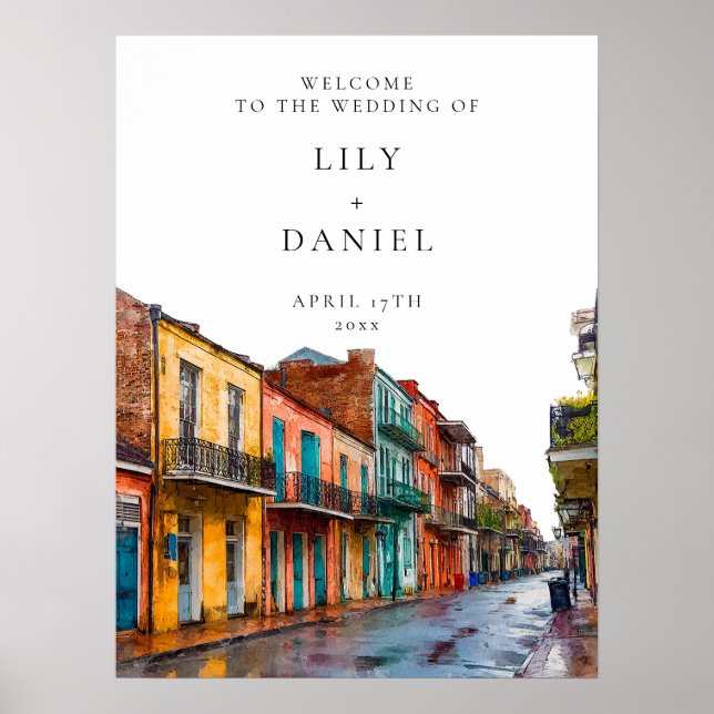 New Orleans Wedding Welcome Sign Poster (Vorne)