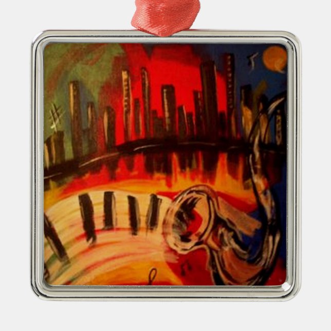"New- OrleansBlues" durch Linda Powell~Original Silbernes Ornament (Vorne)