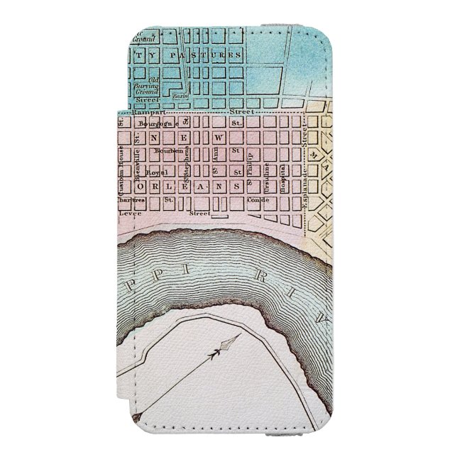 New- Orleanskarte, 1837 Incipio iPhone Geldbeutel-Hülle (Folio Vorderseite)