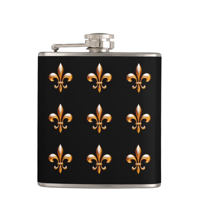 New- OrleansLilien-Gold und Schwarzes Flachmann (Vorderseite)