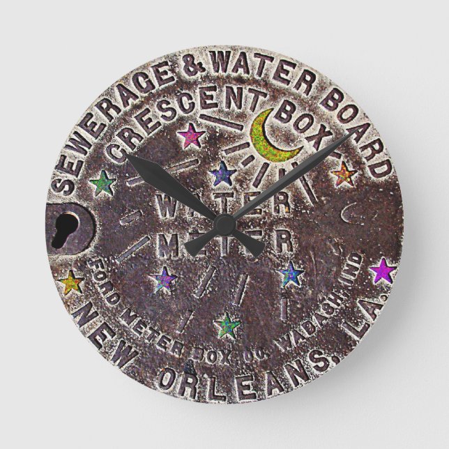 New- OrleansWasserzähler-Wanduhr Runde Wanduhr (Vorderseite)