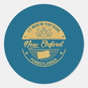 New Oxford Pennsylvania Hier Beginnt Meine Geschic Runder Aufkleber