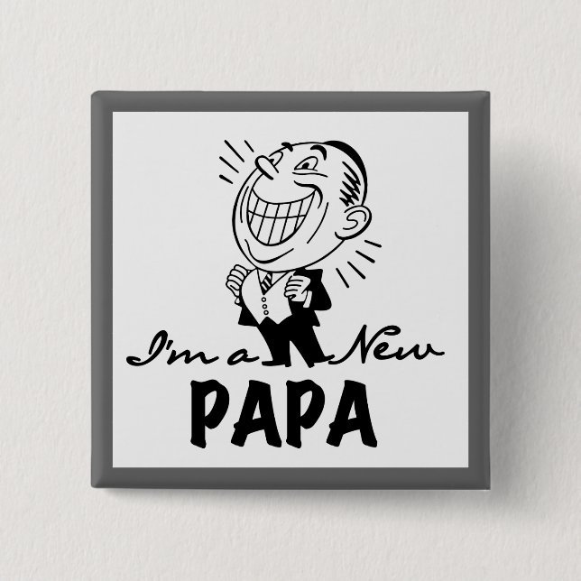 New Papa T - Shirt und Geschenke lächeln Button (Vorderseite)