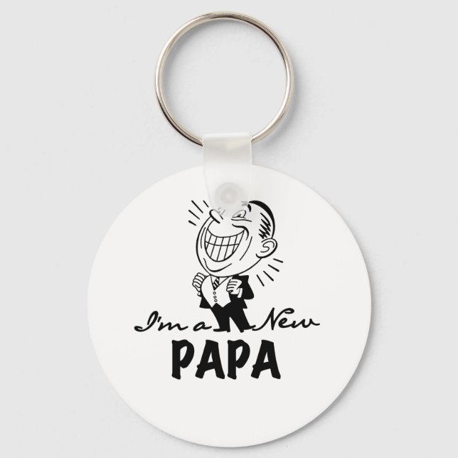 New Papa T - Shirt und Geschenke lächeln Schlüsselanhänger (Vorderseite)