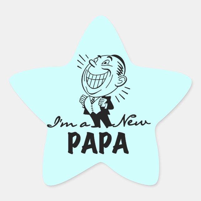 New Papa T - Shirt und Geschenke lächeln Stern-Aufkleber (Vorderseite)