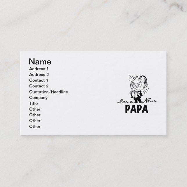 New Papa T - Shirt und Geschenke lächeln Visitenkarte (Vorderseite)