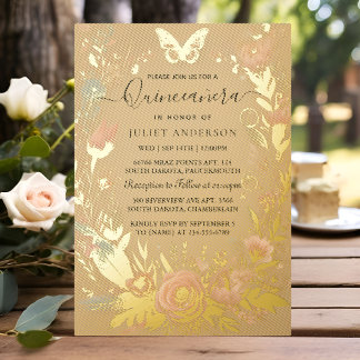 New Pastel Schriftart Dusty Glam Rose Gold Quincea Folieneinladung