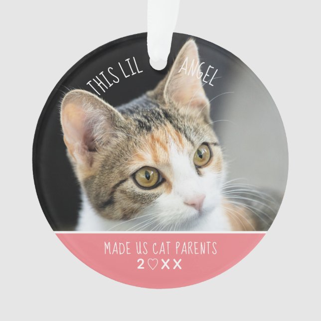 New Pet First Christmas Cat Kitten Foto Holiday Ornament (Vorderseite)