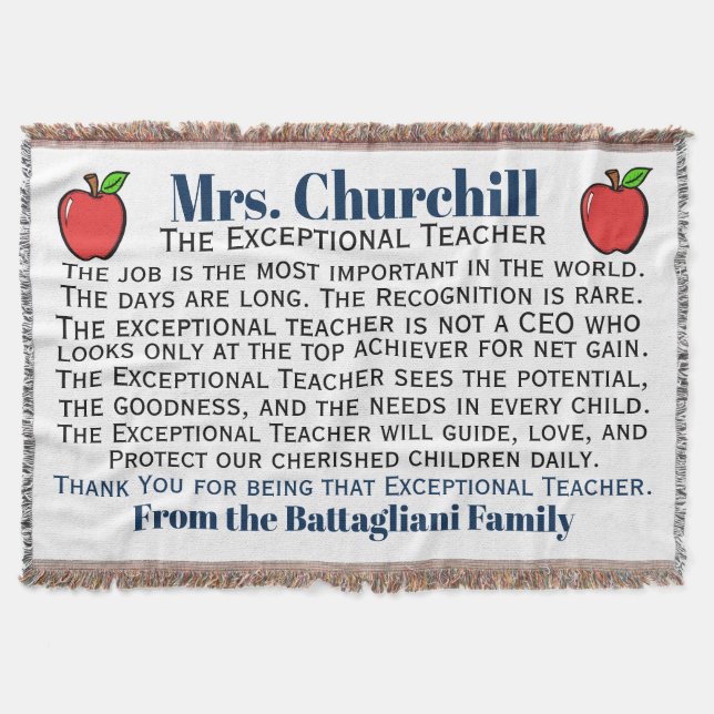 NEW Popular EXCEPTIONAL Teacher Dankeschön an Sie  Decke (Vorderseite)