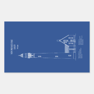 New Presque Isle Lighthouse - Michigan - AD Rechteckiger Aufkleber