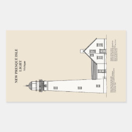 New Presque Isle Lighthouse - Michigan - SBD Rechteckiger Aufkleber