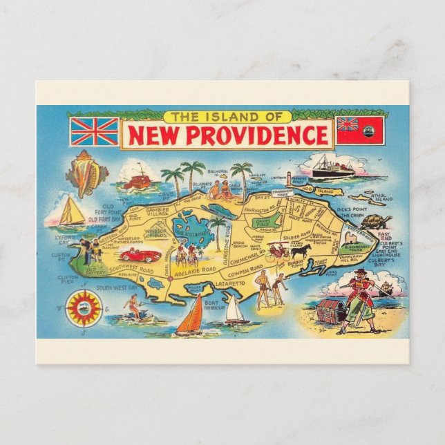 New Providence Bahamas Map Postkarte (Vorderseite)