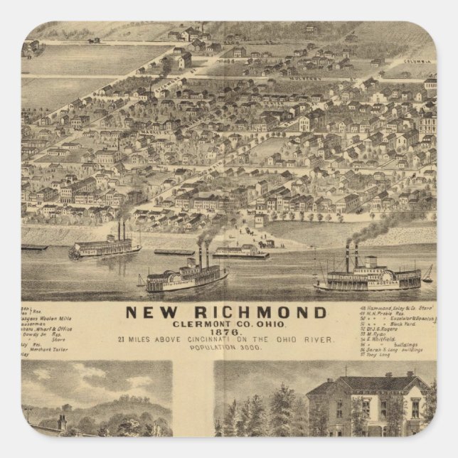 New Richmond, Ohio Quadratischer Aufkleber (Vorderseite)