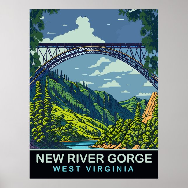 New River Gorge, Bridge, WV, Travel Poster (Vorne)