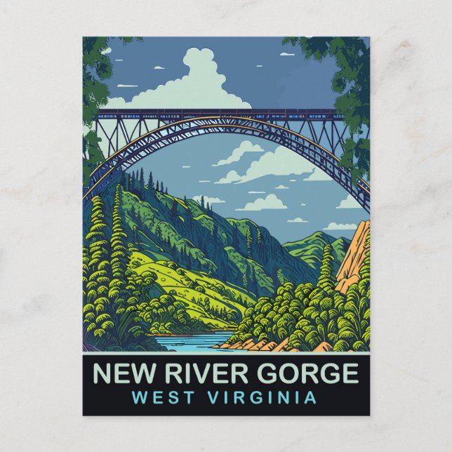 New River Gorge, Bridge, WV, Travel Postkarte (Vorderseite)