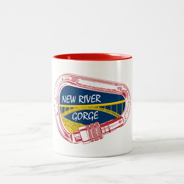 New River Gorge Klettern Carabiner Zweifarbige Tasse (Mittel)