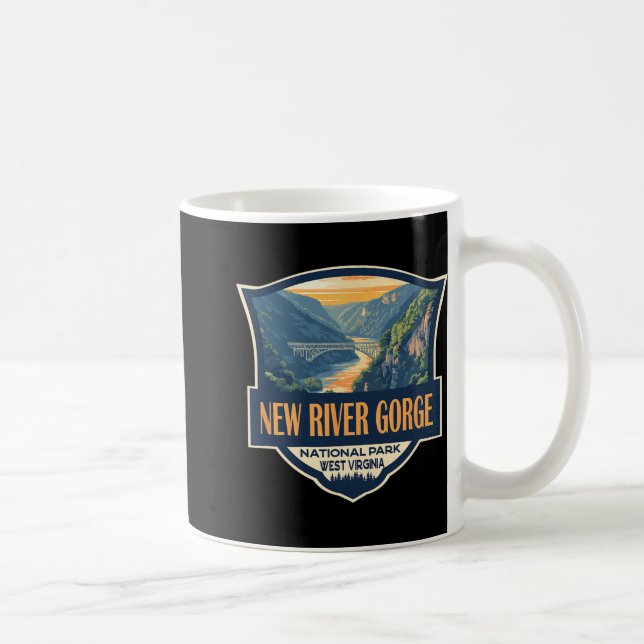 New River Gorge National Park Illustration Retro B Kaffeetasse (Rechts)
