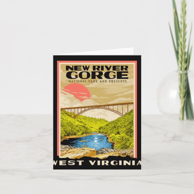 New River Gorge National Park West Virginia Raftin Karte (Vorderseite)