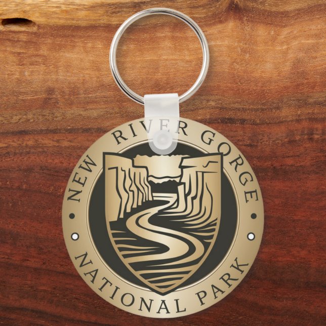 New River Gorge Nationalpark Golden Emblem Schlüsselanhänger (Rückseite)