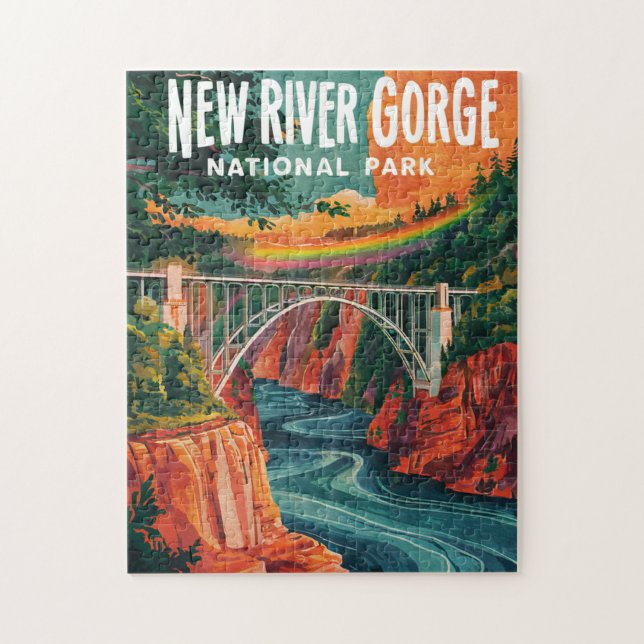 New River Gorge Nationalpark Wasserfarben Design (Vertikal)