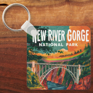 New River Gorge Nationalpark Wasserfarben Design Schlüsselanhänger