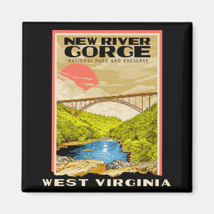 New River Gorge Nationalpark West Virginia Rafting Magnet