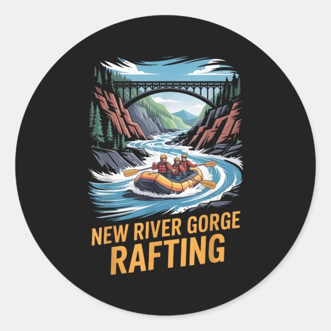 New River Gorge Rafting Whitewater Kayak Outdoor W Runder Aufkleber (Vorderseite)