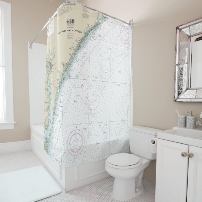 New River Inlet to Cape Fear Nautical Chart 1539 Duschvorhang (Beispiel)