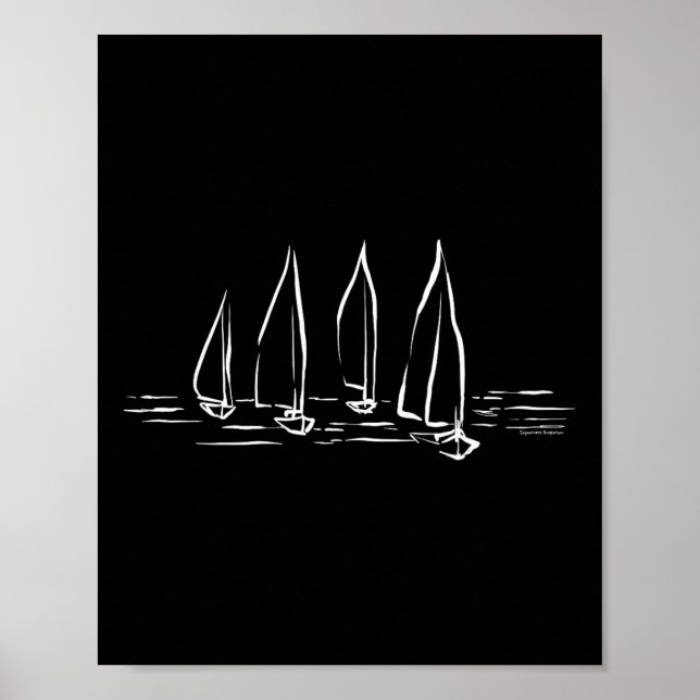 New Sailboats On Open Water Nautical Sailing Boati Poster (Vorne)