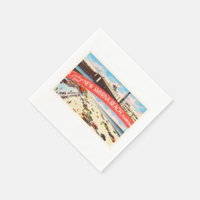 New Smyrna Beach Florida FL Old Travel Souvenir Serviette (Ecke)