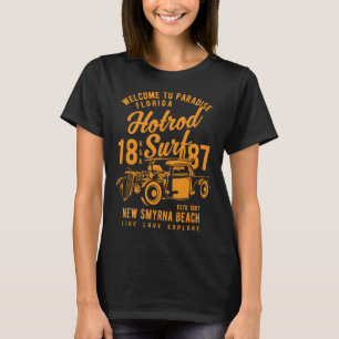 New Smyrna Beach Florida Retro Hotrod Surf Distanz T-Shirt