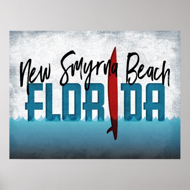 New Smyrna Beach Florida Surfboard Surfbrett Poster (Vorne)