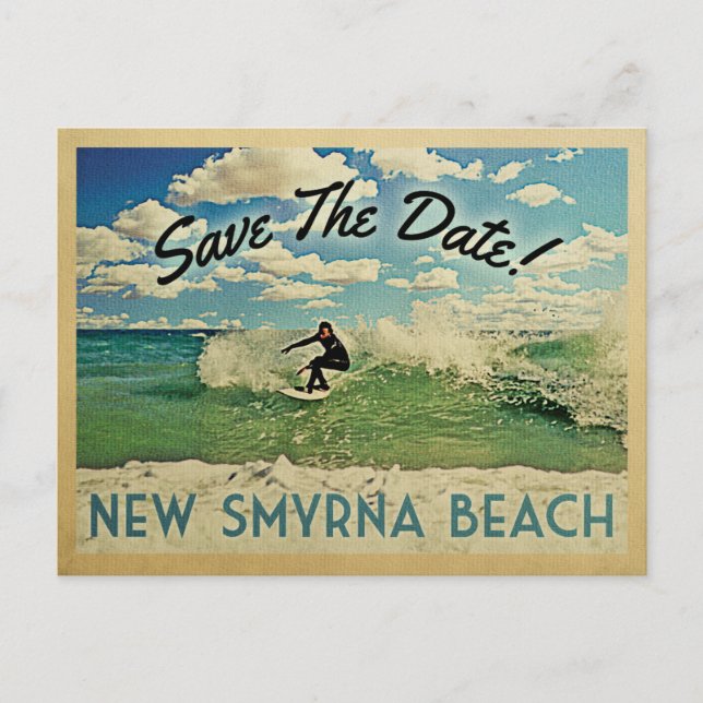 New Smyrna Beach Save the Date Florida Surfing Ankündigungspostkarte (Vorderseite)