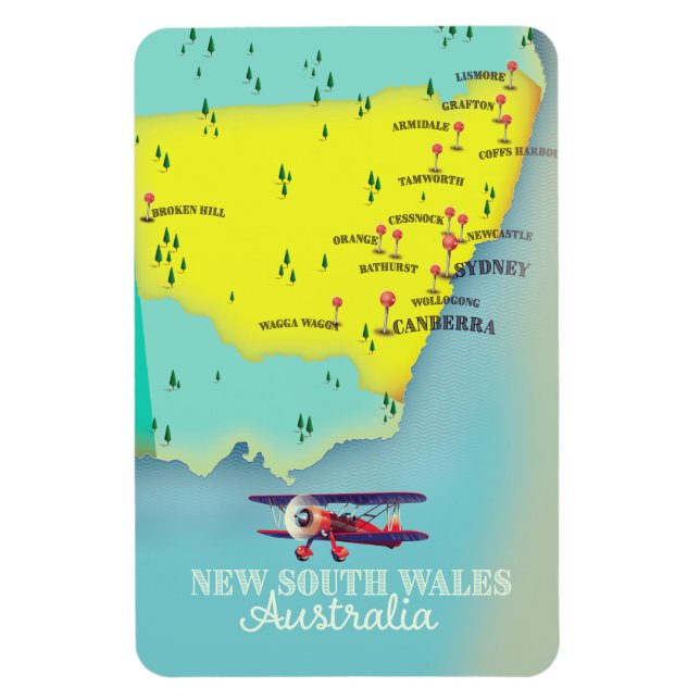 New South Wales Australia Map Magnet (Vertikal)