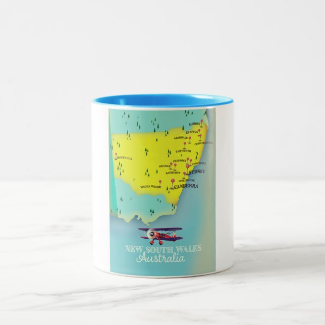 New South Wales Australia Map Zweifarbige Tasse (Mittel)