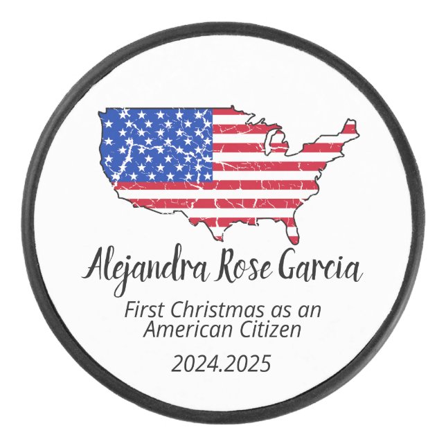 New U.S. Citizen – American Map Citizenship Day Eishockey Puck (Vorderseite)