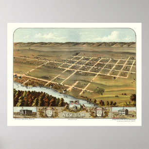 New Ulm, MN Panorama Karte - 1870 Poster