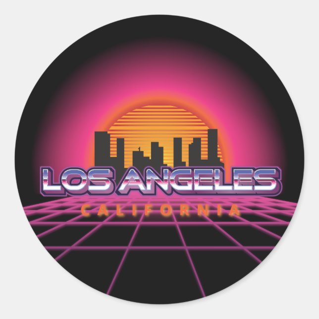 New Wave Retro Los Angeles Runder Aufkleber (Vorderseite)