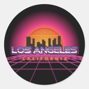 New Wave Retro Los Angeles Runder Aufkleber