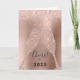 New Year 2023 Rose Gold Metallic Glitter Feiertagskarte