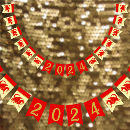 New Year 2024 Red Dragon Fun Party Decor Wimpelkette