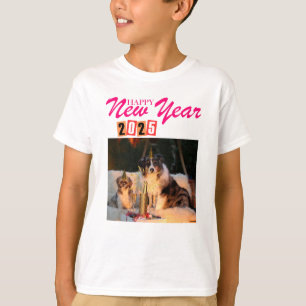 "New Year 2025 kids T-Shirt - Festive Dog Party